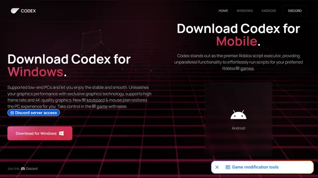 Codex Executor, a Roblox Executor for Android