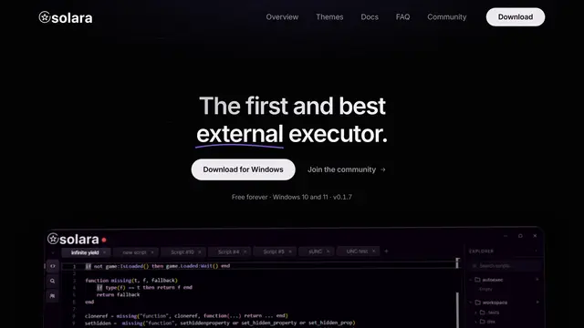 Solara Executor, a Roblox Executor for Windows